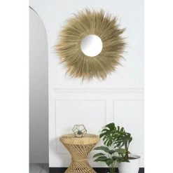 OZAIA Miroir Rond En Fibres Naturelles De Rayung ZINDER - D. 102 Cm - Naturel - Naturel Clair