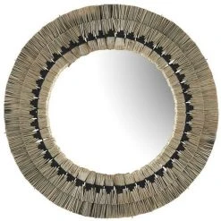 OZAIA Miroir Rond En Paille De Mendong CHOKWE - D. 80 Cm - Naturel - Naturel Clair