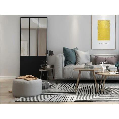 VENTE-UNIQUE.COM Miroir Porte Atelier Industriel En Métal EDIMBOURG - L. 70 X H. 180 Cm - Noir - Noir 4 VENTE-UNIQUE.COM Miroir Porte Atelier Industriel En Métal EDIMBOURG - L. 70 X H. 180 Cm - Noir - Noir – Image 2