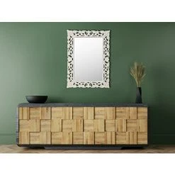 OZAIA Miroir Sculpté En MDF MANELE - L. 60 X H. 80 Cm - Blanc Patiné - Blanc -Miroir Soldes Boutique 55883663 4