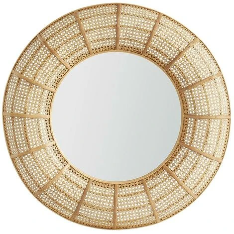 OZAIA Miroir Rond Cannage Rotin Et Bambou Style Ethnique JULIA - D. 95 Cm - Naturel - Naturel Clair 4 OZAIA Miroir Rond Cannage Rotin Et Bambou Style Ethnique JULIA - D. 95 Cm - Naturel - Naturel Clair – Image 2