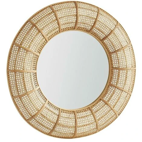 OZAIA Miroir Rond Cannage Rotin Et Bambou Style Ethnique JULIA - D. 95 Cm - Naturel - Naturel Clair 5 OZAIA Miroir Rond Cannage Rotin Et Bambou Style Ethnique JULIA - D. 95 Cm - Naturel - Naturel Clair – Image 3