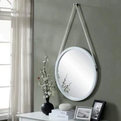 KARTOKNER Miroir Mural Rond Miroir De Toilette Miroir De Toilette Miroir Décoratif En Bois Pour Chambre à Coucher Miroir Rond Avec Corde (blanc 38CM) 9 KARTOKNER Miroir Mural Rond Miroir De Toilette Miroir De Toilette Miroir Décoratif En Bois Pour Chambre à Coucher Miroir Rond Avec Corde (blanc 38CM) -Miroir Soldes Boutique 55897860 3