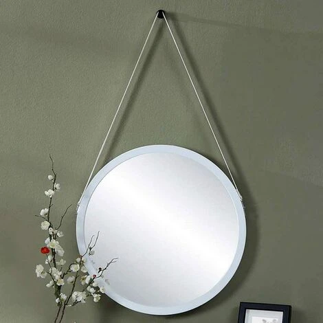 KARTOKNER Miroir Mural Rond Miroir De Toilette Miroir De Toilette Miroir Décoratif En Bois Pour Chambre à Coucher Miroir Rond Avec Corde (blanc 38CM) 6 KARTOKNER Miroir Mural Rond Miroir De Toilette Miroir De Toilette Miroir Décoratif En Bois Pour Chambre à Coucher Miroir Rond Avec Corde (blanc 38CM) – Image 4