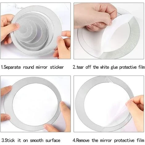 Kartokner Stickers Muraux Miroir Cercle Acrylique, Stickers Muraux Salle De Bain (Argent/24 Pcs) 4 Kartokner Stickers Muraux Miroir Cercle Acrylique, Stickers Muraux Salle De Bain (Argent/24 Pcs) â Image 2