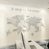 KARTOKNER 3D Art Carte Du Monde Muraux Sticker Murale Wall Décoration Décor Stickers Sticker Autocollant Murale Muraux Wall DIY Acrylique Cristal Bureau Étude Salon Canapé Fond Décor 120 * 60cm (gris Clair)