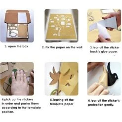 KARTOKNER 3D Art Carte Du Monde Muraux Sticker Murale Wall Décoration Décor Stickers Sticker Autocollant Murale Muraux Wall DIY Acrylique Cristal Bureau Étude Salon Canapé Fond Décor 120 * 60cm (gris Clair) -Miroir Soldes Boutique 55897874 5