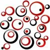Kartokner Stickers Muraux Miroir Cercle Acrylique, Stickers Muraux Salle De Bain (rouge Et Noir/48 Pcs)