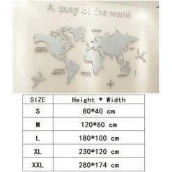 KARTOKNER 3D Art Carte Du Monde Muraux Sticker Murale Wall Décoration Décor Stickers Sticker Autocollant Murale Muraux Wall DIY Acrylique Cristal Bureau Étude Salon Canapé Fond Décor 180 * 100cm (gris Clair) -Miroir Soldes Boutique 55898142 3