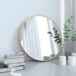 Kartokner Miroir Rond En Verre 40x40cm HD Miroir Mural Avec Cadre Métal Carré Pour Vanité, Salle De Bain,Salon Chambre (Noir) … -Miroir Soldes Boutique 55898894 4