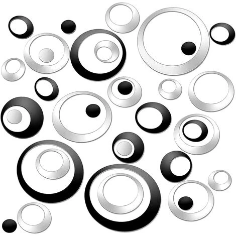 Kartokner Stickers Muraux Miroir Cercle Acrylique, Stickers Muraux Salle De Bain (argent Et Noir/48 Pcs) 3 Kartokner Stickers Muraux Miroir Cercle Acrylique, Stickers Muraux Salle De Bain (argent Et Noir/48 Pcs)