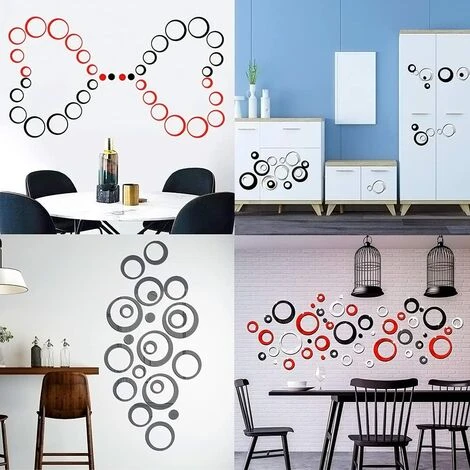 Kartokner Stickers Muraux Miroir Cercle Acrylique, Stickers Muraux Salle De Bain (argent Et Noir/48 Pcs) 4 Kartokner Stickers Muraux Miroir Cercle Acrylique, Stickers Muraux Salle De Bain (argent Et Noir/48 Pcs) â Image 2
