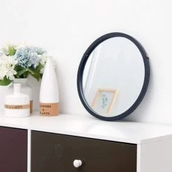 KARTOKNER Miroir Mural Rond Miroir De Toilette Miroir De Toilette Miroir Décoratif En Bois Pour Chambre à Coucher Miroir Rond Avec Corde (Noir 45CM) 10 KARTOKNER Miroir Mural Rond Miroir De Toilette Miroir De Toilette Miroir Décoratif En Bois Pour Chambre à Coucher Miroir Rond Avec Corde (Noir 45CM) -Miroir Soldes Boutique 55899123 4