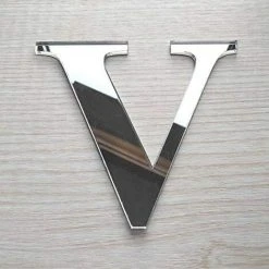 KARTOKNER Lettres Miroir Adhésif - Lettre V & - Hauteur 10 Cm - Initiale Autocollante - Alphabet Miroir - Décoration Plexi Miroir - Alphabet 26 Lettres