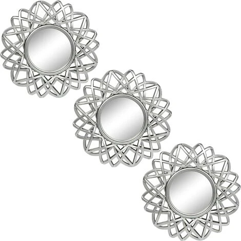 KARTOKNER Lot De 3 Miroirs Argentés Pour Décoration Murale - Décoration De Chambre Et De Maison - Petits Miroirs Muraux Ronds Pour Chambre à Coucher, Salle De Bain Et Salon 3 KARTOKNER Lot De 3 Miroirs Argentés Pour Décoration Murale - Décoration De Chambre Et De Maison - Petits Miroirs Muraux Ronds Pour Chambre à Coucher, Salle De Bain Et Salon