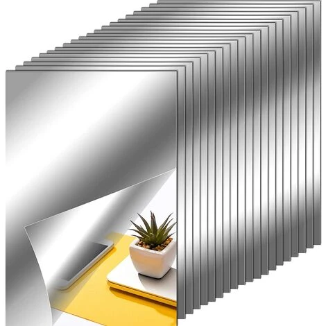 KARTOKNER Feuilles De Miroir Flexibles Miroir Auto-Adhésif Non En Verre Autocollants De Miroir De Carreaux Pour Décoration Murale De Maison (20*15cmx25cm) 3 KARTOKNER Feuilles De Miroir Flexibles Miroir Auto-Adhésif Non En Verre Autocollants De Miroir De Carreaux Pour Décoration Murale De Maison (20*15cmx25cm)