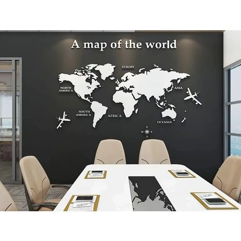 KARTOKNER 3D Art Carte Du Monde Muraux Sticker Murale Wall Décoration Décor Stickers Sticker Autocollant Murale Muraux Wall DIY Acrylique Cristal Bureau Étude Salon Canapé Fond Décor 80 * 40cm(Blanc) 5 KARTOKNER 3D Art Carte Du Monde Muraux Sticker Murale Wall Décoration Décor Stickers Sticker Autocollant Murale Muraux Wall DIY Acrylique Cristal Bureau Étude Salon Canapé Fond Décor 80 * 40cm(Blanc) – Image 3