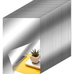 KARTOKNER Feuilles De Miroir Flexibles Miroir Auto-Adhésif Non En Verre Autocollants De Miroir De Carreaux Pour Décoration Murale De Maison (35*15cmx25cm)