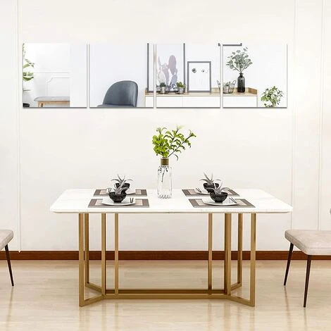 KARTOKNER Cadre De Miroir Acrylique Amovible, Lot De 4 Autocollants Muraux Miroir Carré, Autocollants Miroir Adhésifs Sans Verre Miroir Pour Décoration Murale (30 X 30 Cm) 6 KARTOKNER Cadre De Miroir Acrylique Amovible, Lot De 4 Autocollants Muraux Miroir Carré, Autocollants Miroir Adhésifs Sans Verre Miroir Pour Décoration Murale (30 X 30 Cm) – Image 4