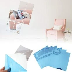 KARTOKNER 6pcs Miroir Adhesif Mural,Pièce Miroirs Adhésifs,Pièce Miroirs Adhésifs Carrés Pour Chambre, Miroir Mural Autocollant Carré Pour Décoration La Décoration Muraleet Arts Coratifs (15cmx15cm)