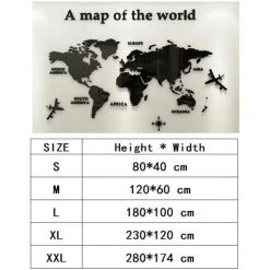 KARTOKNER 3D Art Carte Du Monde Muraux Sticker Murale Wall Décoration Décor Stickers Sticker Autocollant Murale Muraux Wall DIY Acrylique Cristal Bureau Étude Salon Canapé Fond Décor 180 * 100cm (le Noir) -Miroir Soldes Boutique 55899576 4