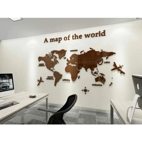 KARTOKNER 3D Art Carte Du Monde Muraux Sticker Murale Wall Décoration Décor Stickers Sticker Autocollant Murale Muraux Wall DIY Acrylique Cristal Bureau Étude Salon Canapé Fond Décor 80 * 40cm (brun) 4 KARTOKNER 3D Art Carte Du Monde Muraux Sticker Murale Wall Décoration Décor Stickers Sticker Autocollant Murale Muraux Wall DIY Acrylique Cristal Bureau Étude Salon Canapé Fond Décor 80 * 40cm (brun) – Image 2