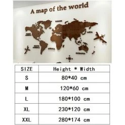 KARTOKNER 3D Art Carte Du Monde Muraux Sticker Murale Wall Décoration Décor Stickers Sticker Autocollant Murale Muraux Wall DIY Acrylique Cristal Bureau Étude Salon Canapé Fond Décor 180 * 100cm (brun) -Miroir Soldes Boutique 55899828 3