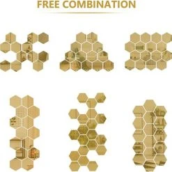 Miroir Stickers Muraux, Kartokner 24PCS Or Amovible Miroir Autocollants DIY Acrylique Décoration Murale Miroir Carrelage Hexagone Miroir Stickers Muraux Pour Salon Chambre (126*110*63mm) 11 Miroir Stickers Muraux, Kartokner 24PCS Or Amovible Miroir Autocollants DIY Acrylique Décoration Murale Miroir Carrelage Hexagone Miroir Stickers Muraux Pour Salon Chambre (126*110*63mm) -Miroir Soldes Boutique 55899833 5