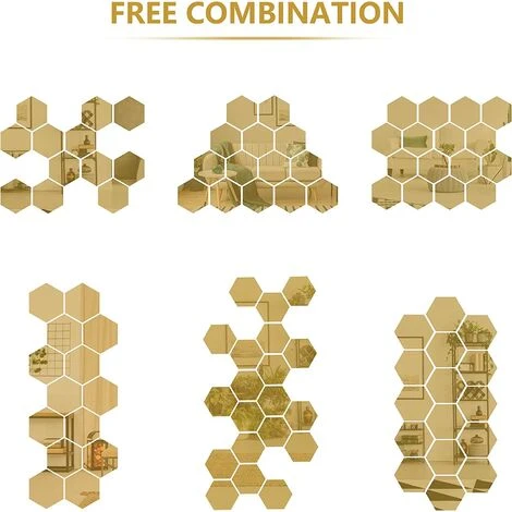 Miroir Stickers Muraux, Kartokner 24PCS Or Amovible Miroir Autocollants DIY Acrylique Décoration Murale Miroir Carrelage Hexagone Miroir Stickers Muraux Pour Salon Chambre (126*110*63mm) 7 Miroir Stickers Muraux, Kartokner 24PCS Or Amovible Miroir Autocollants DIY Acrylique Décoration Murale Miroir Carrelage Hexagone Miroir Stickers Muraux Pour Salon Chambre (126*110*63mm) – Image 5