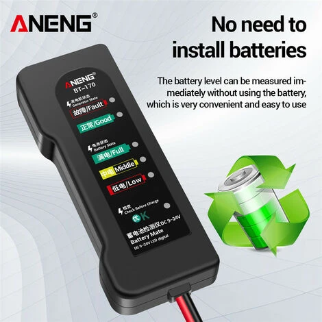 TANCYCO BT170 Testeur De Batterie De Voiture Portable 12 V DC 9-24 V Outil De Test De Batterie Avec Indicateur LED Analyseur De Défaut Test De Surcharge Pour Moto Automobile 4 TANCYCO BT170 Testeur De Batterie De Voiture Portable 12 V DC 9-24 V Outil De Test De Batterie Avec Indicateur LED Analyseur De Défaut Test De Surcharge Pour Moto Automobile – Image 2
