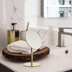 Miroir Sur Pied Rond Pivotable 15cm - Doré - Doré - SILUMEN -Miroir Soldes Boutique 56327592 2