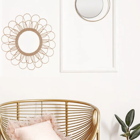 FALSE Miroir Rond Fleur En Rotin Naturel Et Verre 55cm - Beige - SILUMEN 4 FALSE Miroir Rond Fleur En Rotin Naturel Et Verre 55cm - Beige - SILUMEN – Image 2