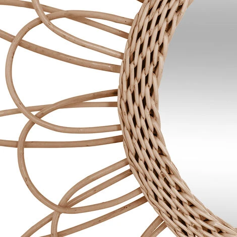 FALSE Miroir Rond Fleur En Rotin Naturel Et Verre 55cm - Beige - SILUMEN 5 FALSE Miroir Rond Fleur En Rotin Naturel Et Verre 55cm - Beige - SILUMEN – Image 3