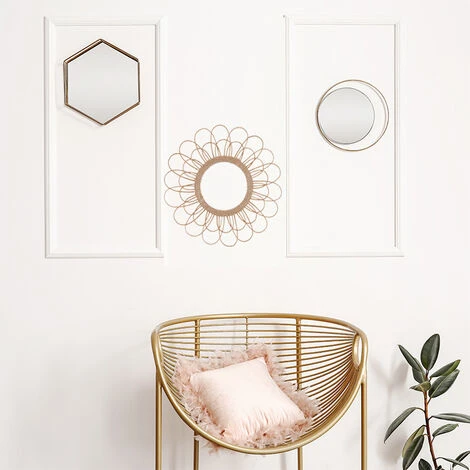 FALSE Miroir Rond Fleur En Rotin Naturel Et Verre 55cm - Beige - SILUMEN 6 FALSE Miroir Rond Fleur En Rotin Naturel Et Verre 55cm - Beige - SILUMEN – Image 4