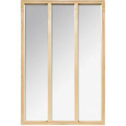 FALSE Miroir Mural En Bois Rectangle 3 Colonnes H116 Cm - Bois - SILUMEN