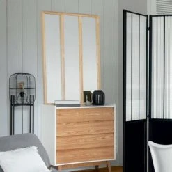 FALSE Miroir Mural En Bois Rectangle 3 Colonnes H116 Cm - Bois - SILUMEN -Miroir Soldes Boutique 56328234 4