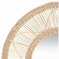 FALSE Miroir Rond Roseau Tressé 58 Cm - Rose - SILUMEN -Miroir Soldes Boutique 56328667 3