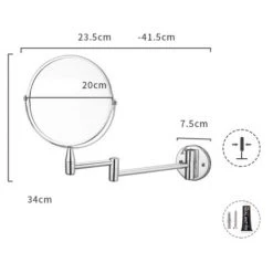 LUCKY-88 Miroir De Beauté De Salle De Bain, Miroir De Beauté Mural Télescopique Pliable, Miroir De Beauté Haute Définition Double Face Sans Perforation (modèle Simple 8 Pouces, Plan Miroir Double Face + Grossissement 3 Fois) -Miroir Soldes Boutique 56333045 2