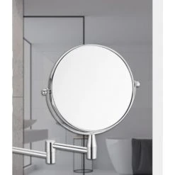 LUCKY-88 Miroir De Beauté De Salle De Bain, Miroir De Beauté Mural Télescopique Pliable, Miroir De Beauté Haute Définition Double Face Sans Perforation (modèle Simple 8 Pouces, Plan Miroir Double Face + Grossissement 3 Fois) -Miroir Soldes Boutique 56333045 4