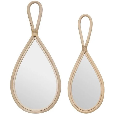 Atmosphera - Lot De 2 Miroirs Muraux Forme Goutte En Rotin - Beige 3 Atmosphera - Lot De 2 Miroirs Muraux Forme Goutte En Rotin - Beige
