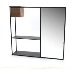 Amadeus - Etagère Murale Avec Un Miroir - Noir