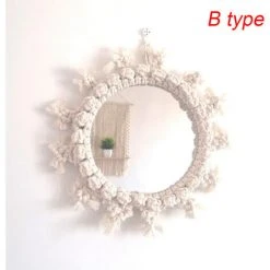 DMTOOL Miroir Suspendu Boho Macramé Tissé à La Main Salon Home Art Decor-TYPE B