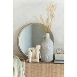 Paris Prix - Miroir Mural Design En Cuir "tortu" 40cm Beige -Miroir Soldes Boutique 57062041 4