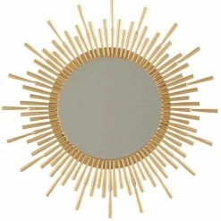 Paris Prix - Miroir Mural En Métal "rayons De Soleil" 43cm Or