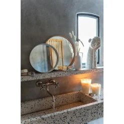 Paris Prix - Miroir Mural Rond Déco "bord Métal" 40cm Blanc -Miroir Soldes Boutique 57062072 3