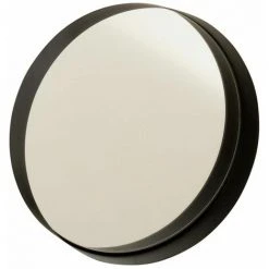 Paris Prix - Miroir Mural Rond Déco "bord Métal" 51cm Noir