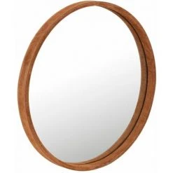 Paris Prix - Miroir Mural Design En Cuir "tortu" 40cm Cognac