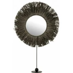 Paris Prix - Miroir Sur Pied à Poser "raphia" 51cm Gris