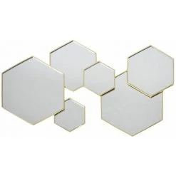 Paris Prix - Lot De 6 Miroirs Muraux "hexagonal" 57cm Or