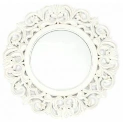 Paris Prix - Miroir Mural En Bois Sculpté "charme" 60cm Blanc